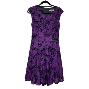 Danny & Nicole Floral Lace Velvet Fit & Flare Dress Purple Black Halloween 8